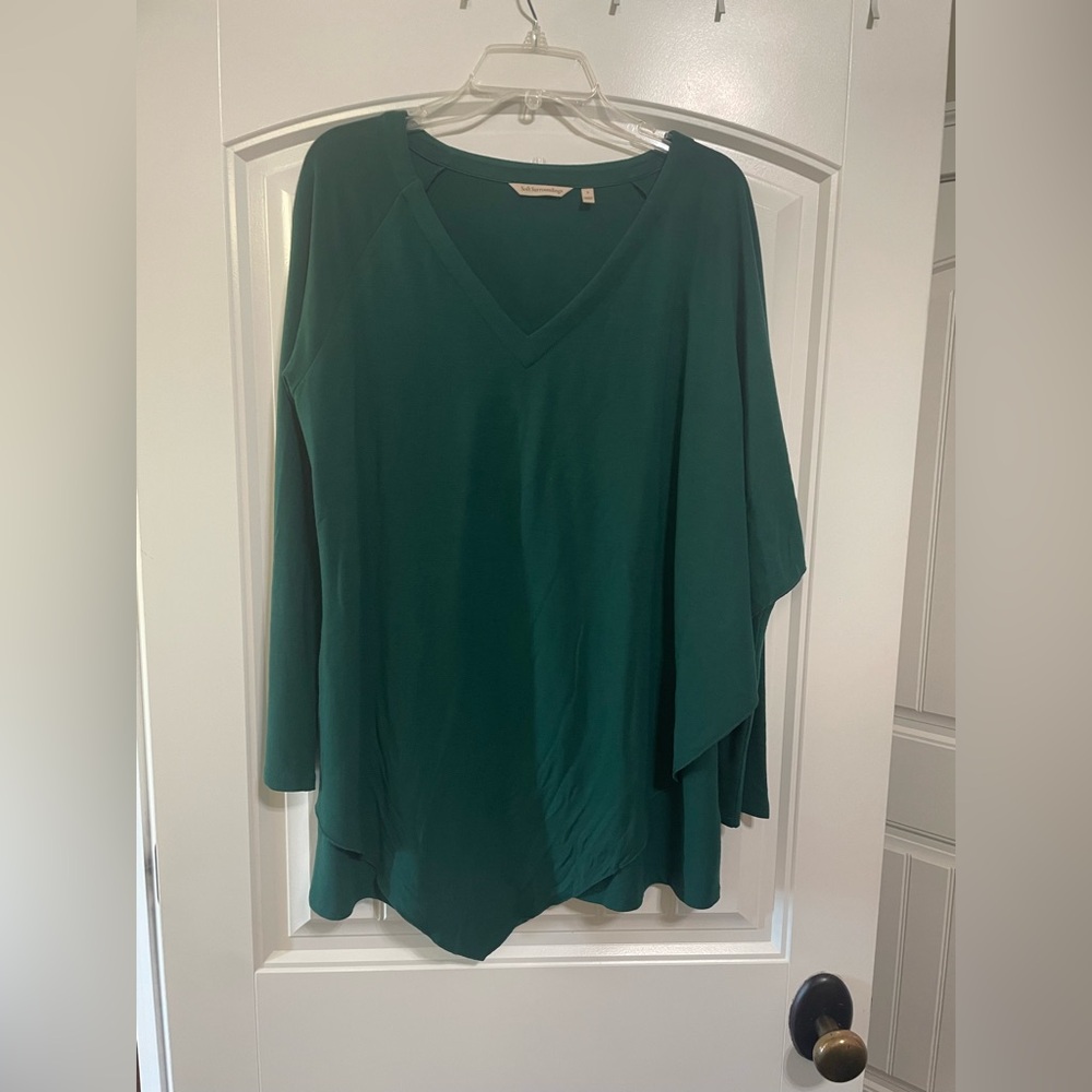 Soft Surroundings Dark Green Asymmetrical Sweater